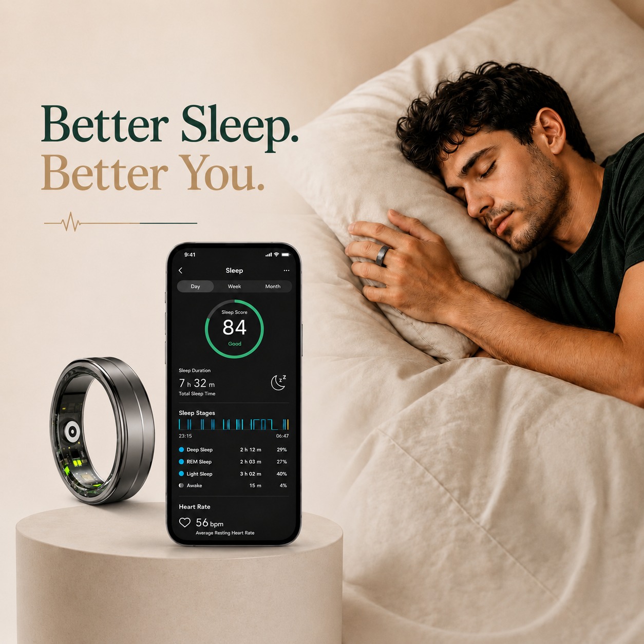 Vortex Core Smart Ring sleep phase monitoring analytics dashboard